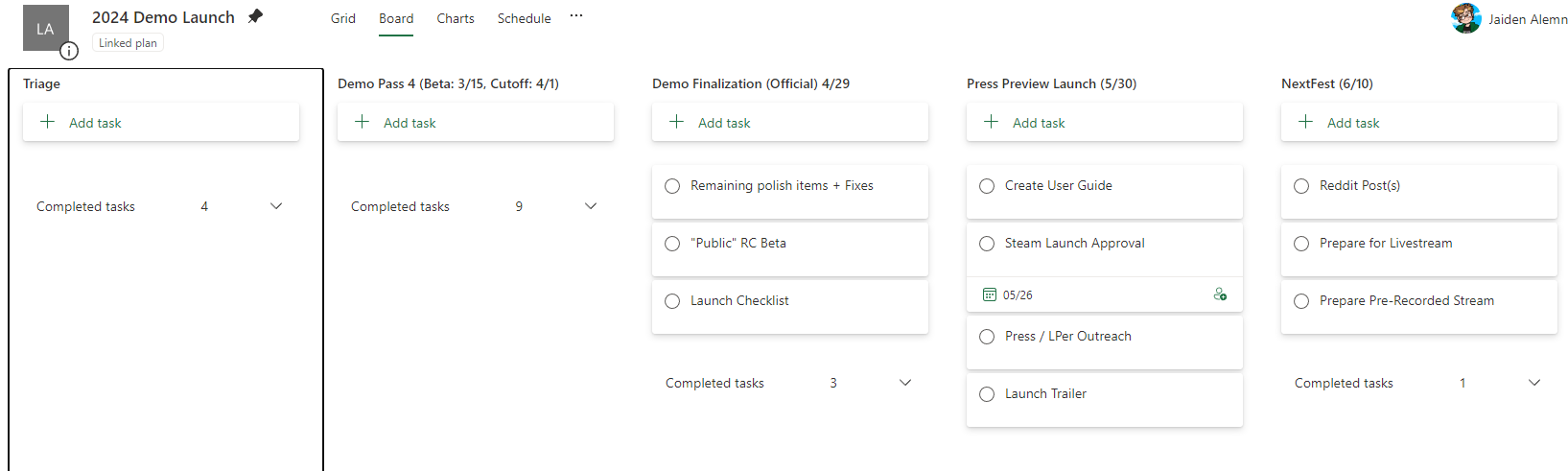 Demo Launch Plans